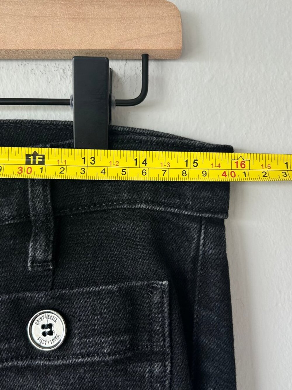Saint + Sofia Bowie Stretch Flare Jeans Black Wash Patch Pocket Size 8 - Picture 7 of 9